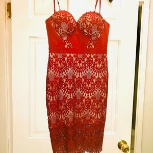 Women’s Red Sexy Lace Bebe dress.